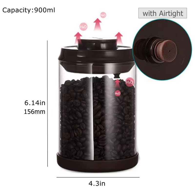 Glass Coffee Bean Storage Canister with Airtight Lid